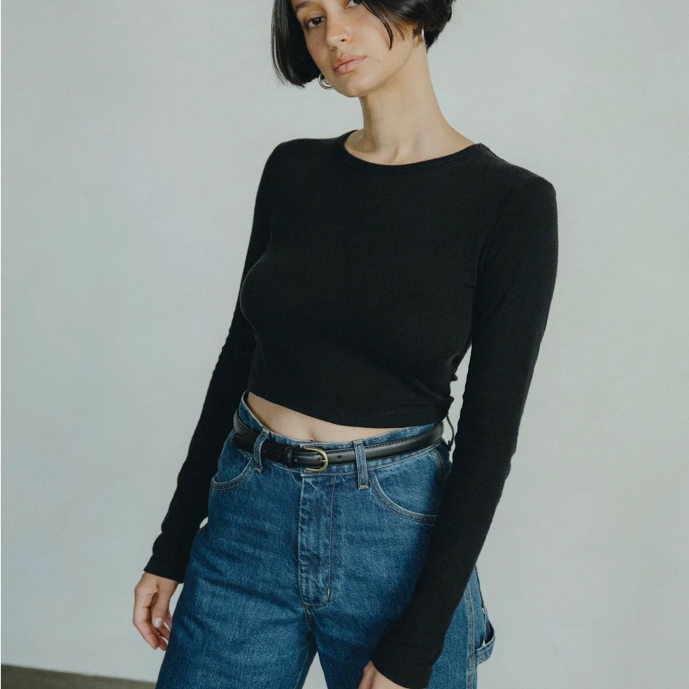 OZMA Lia Top, Regen Silk Noil Jersey, Black